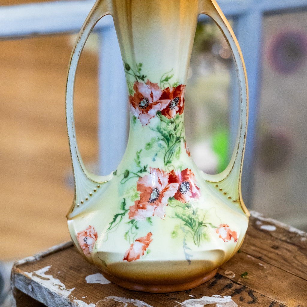 Porcelain Floral Vase with Handles