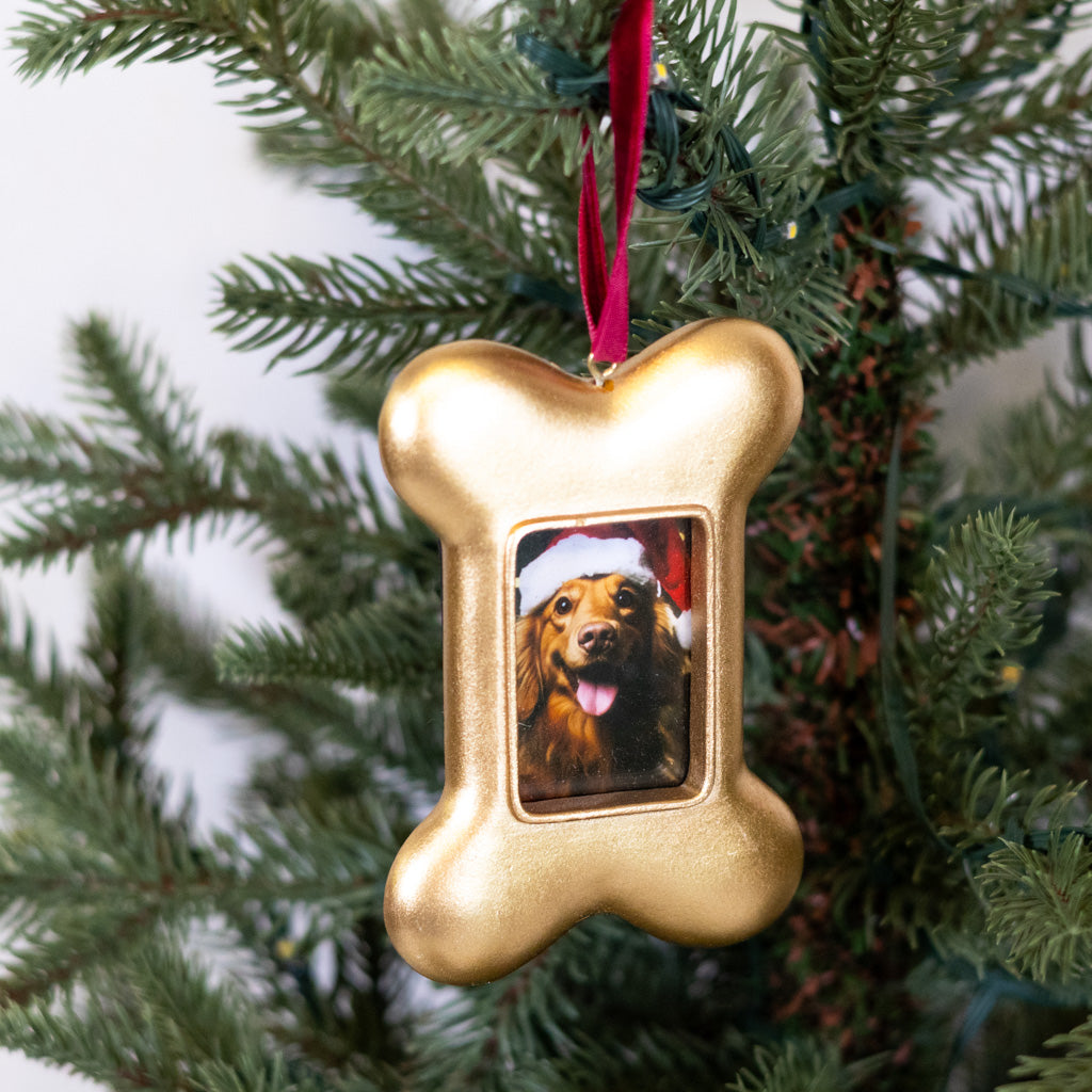 Gold Dog Bone Frame Ornament
