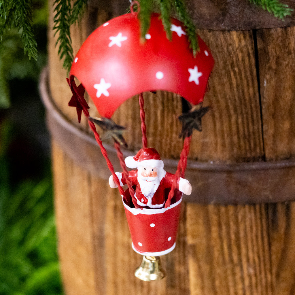 Metal Ballooning Santa on Springs Ornament