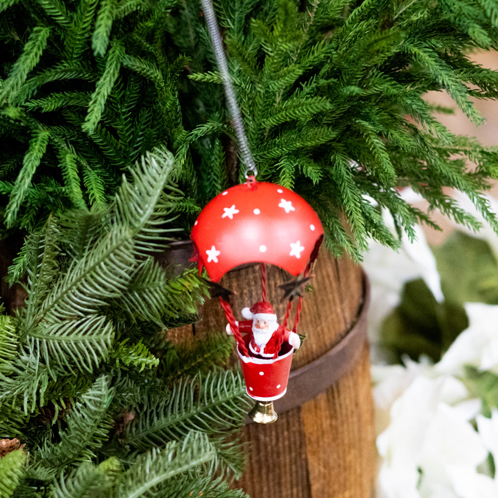 Metal Ballooning Santa on Springs Ornament