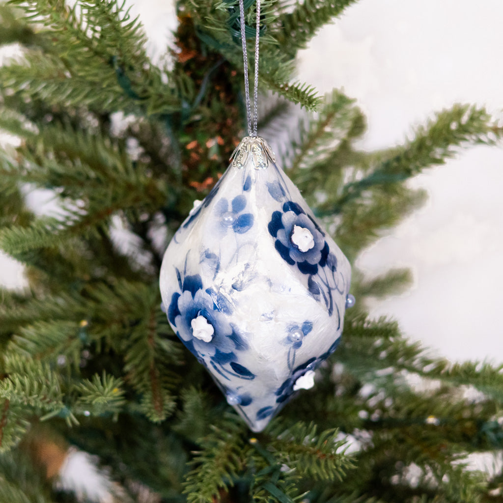 Capiz Floral Drop Finial Ornament