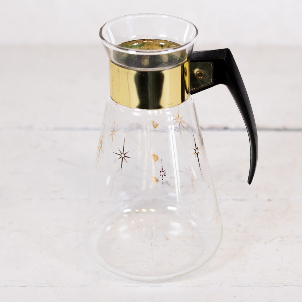 Vintage Corning Glass Mid Century Starburst Pattern Coffee Carafe