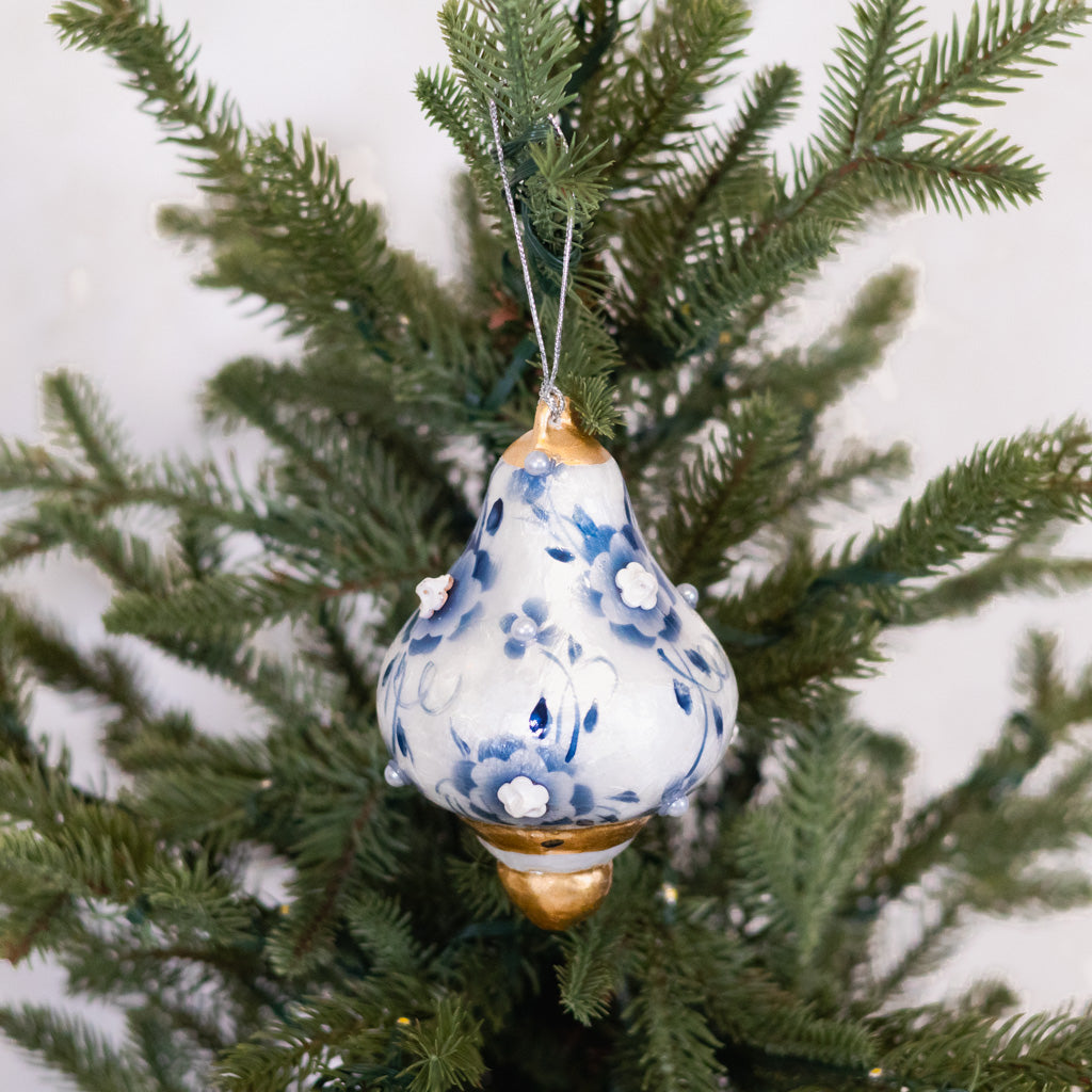 Capiz Floral Drop Finial with Gold Ornament