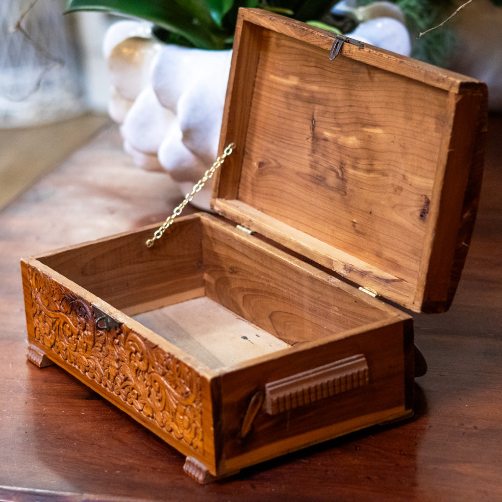Cedar Carved Jewelry Box
