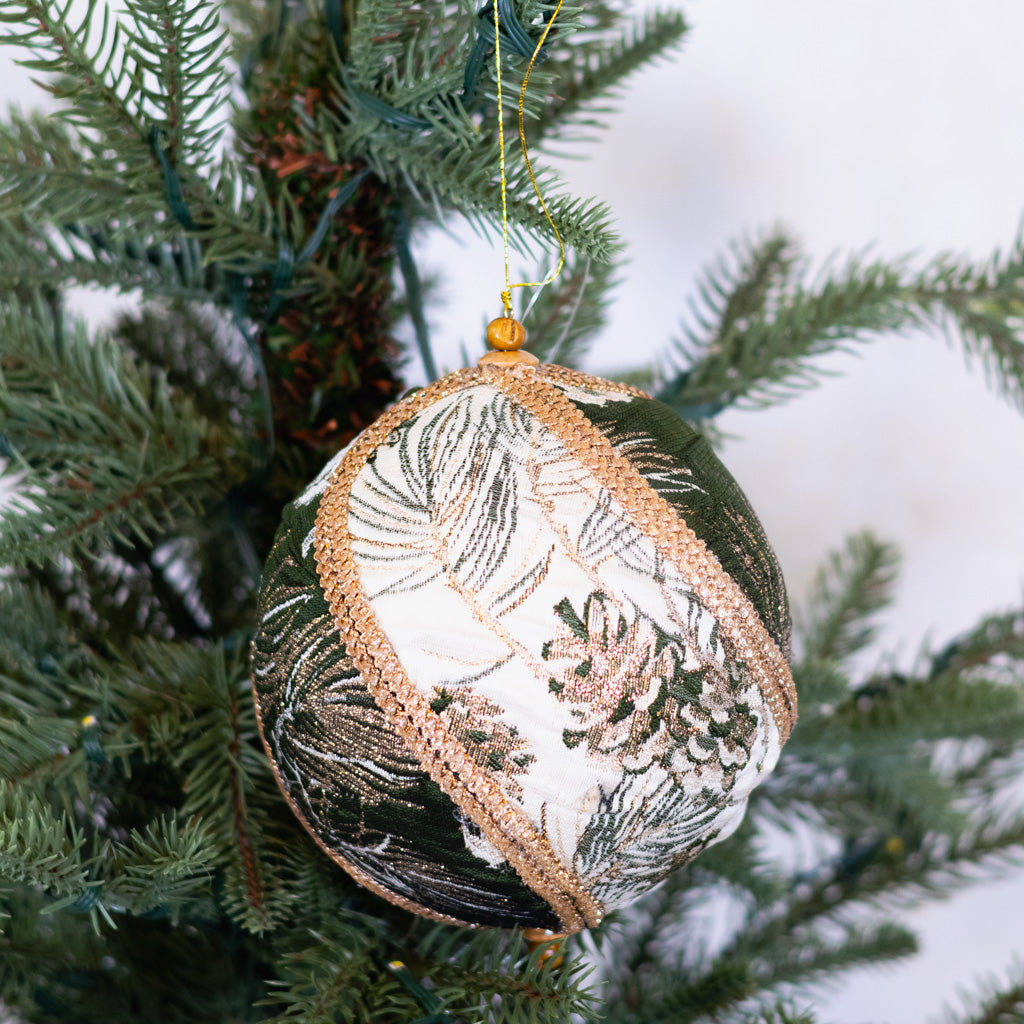 Pine Jaquard Ball Ornament with Waves