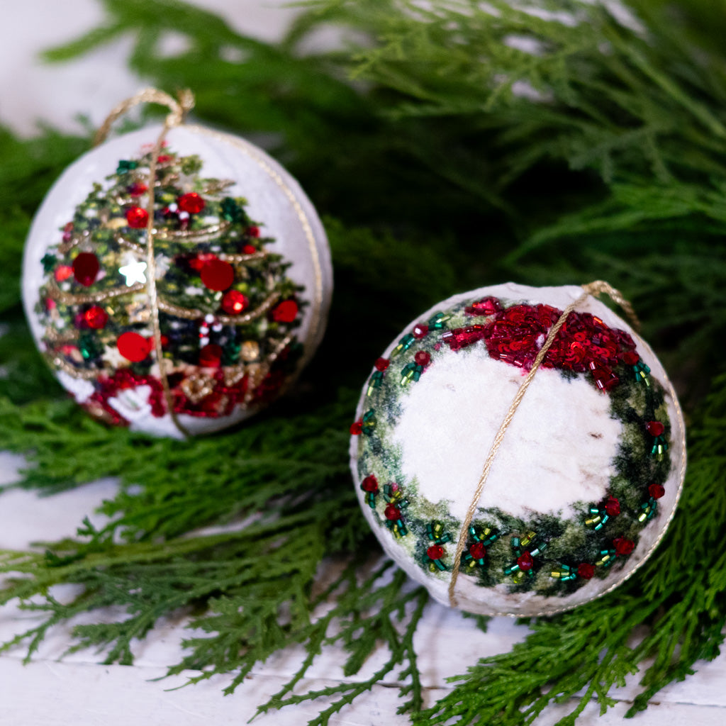Botanical Wreath Jewel Ball Ornament