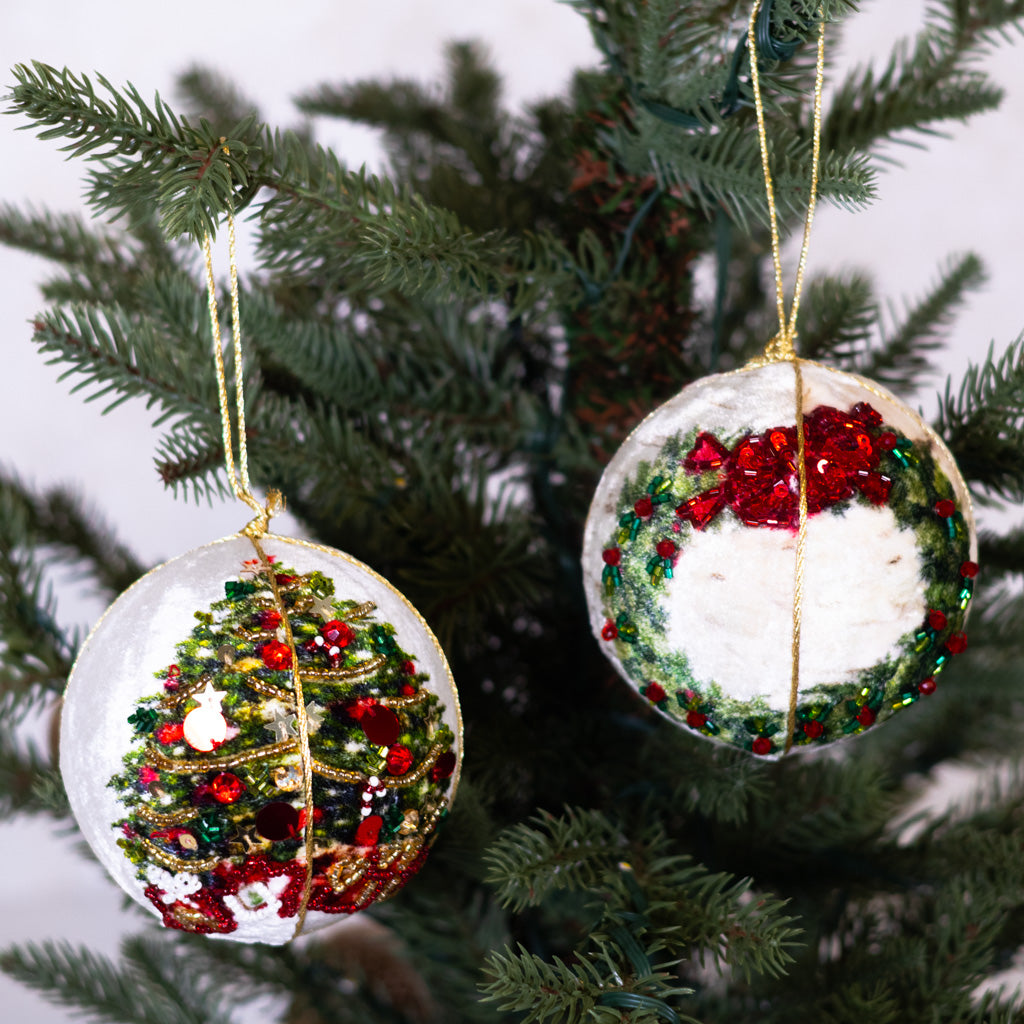 Botanical Wreath Jewel Ball Ornament