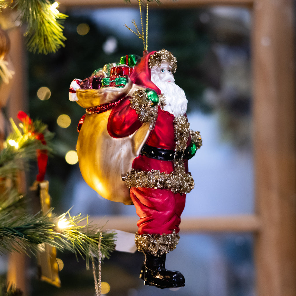 Santa's Delivery Glass Ornament