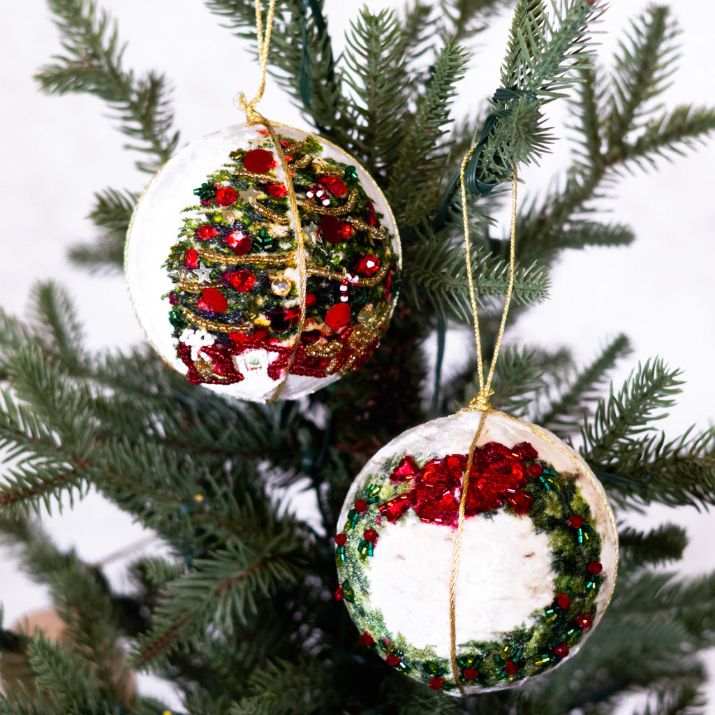 Botanical Wreath Jewel Ball Ornament