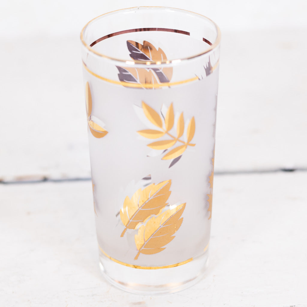 Mid-Century Frosted Gold Glassware Set of Eight