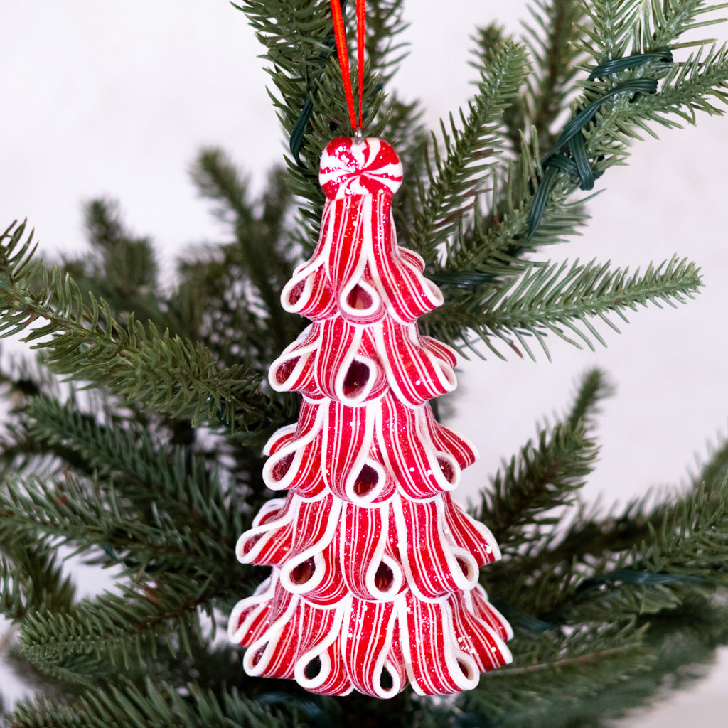Sparkling Peppermint Ribbon Candy Tree Ornament