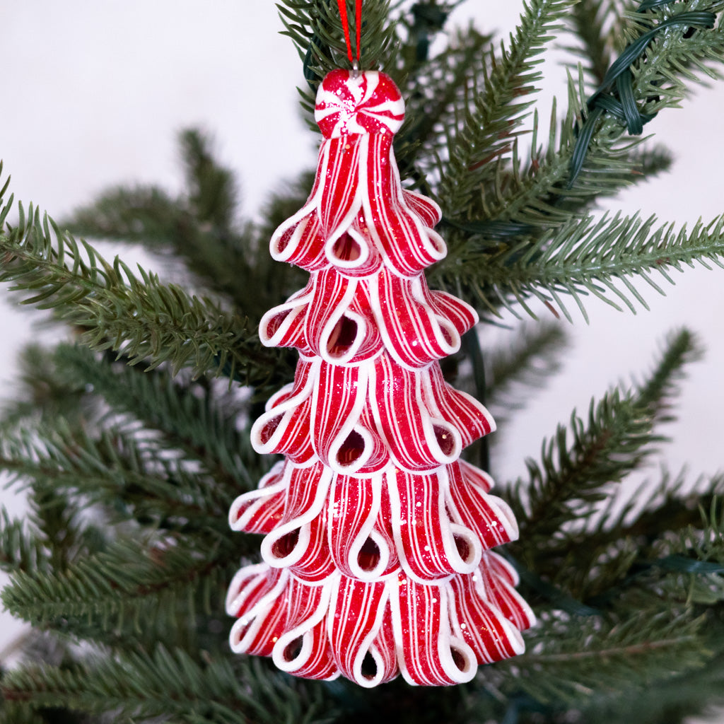 Sparkling Peppermint Ribbon Candy Tree Ornament