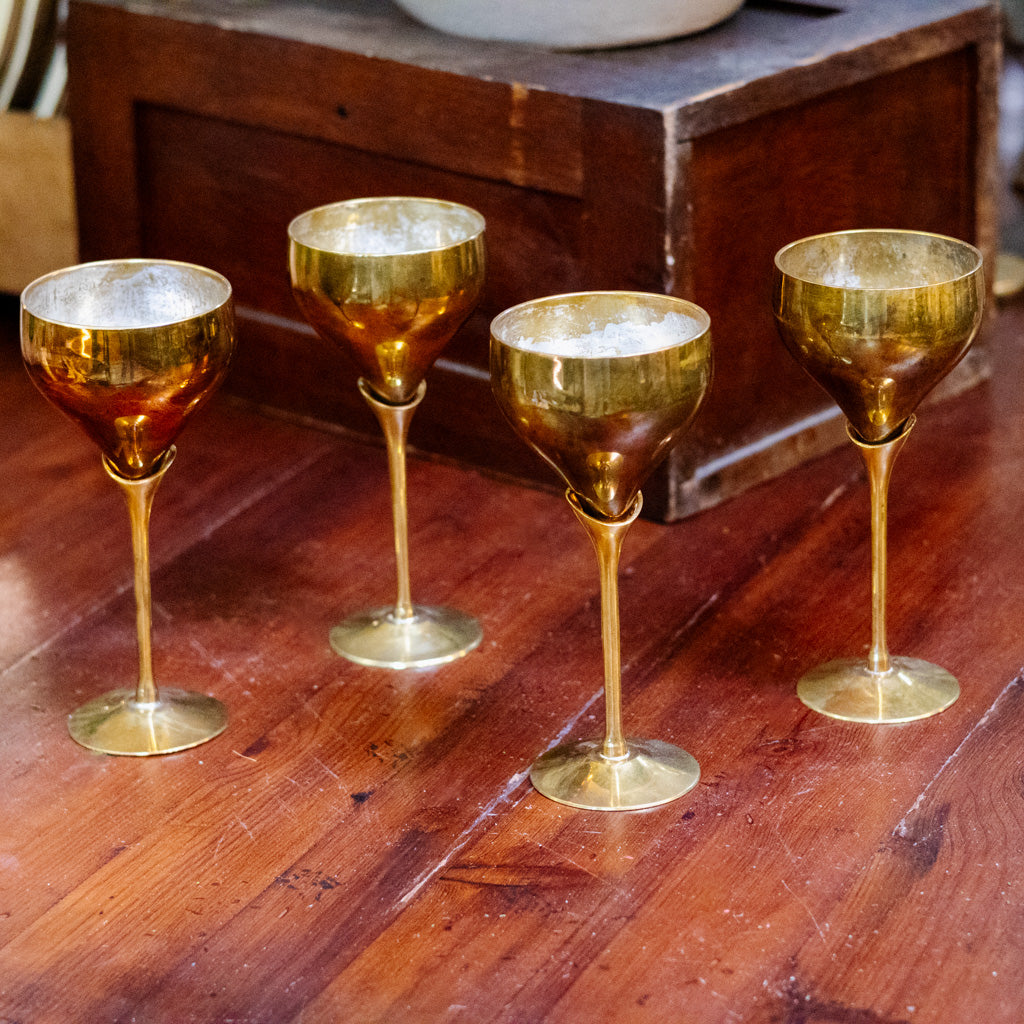Set of Four Brass Tulip Glasses