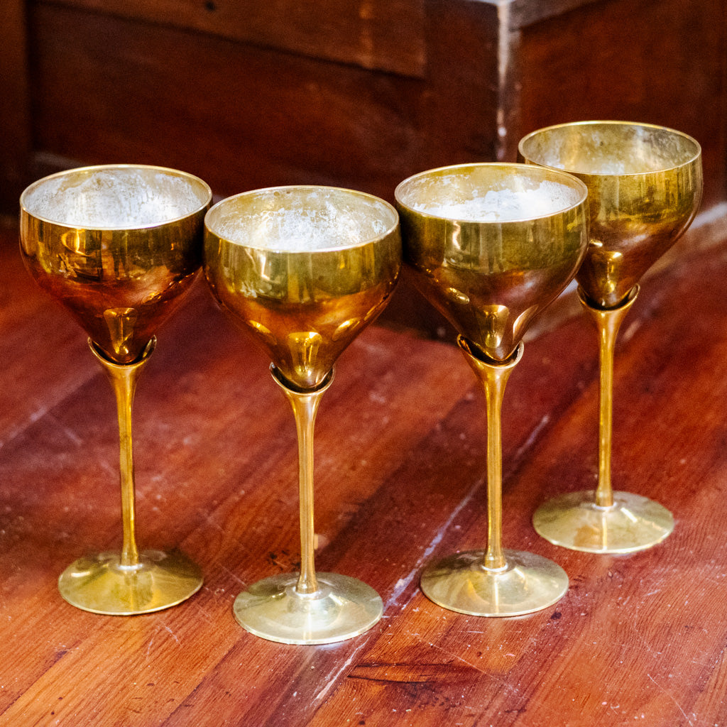 Set of Four Brass Tulip Glasses