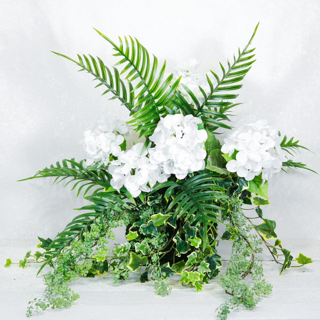 White Hydrangea Mix Elongated Drop In