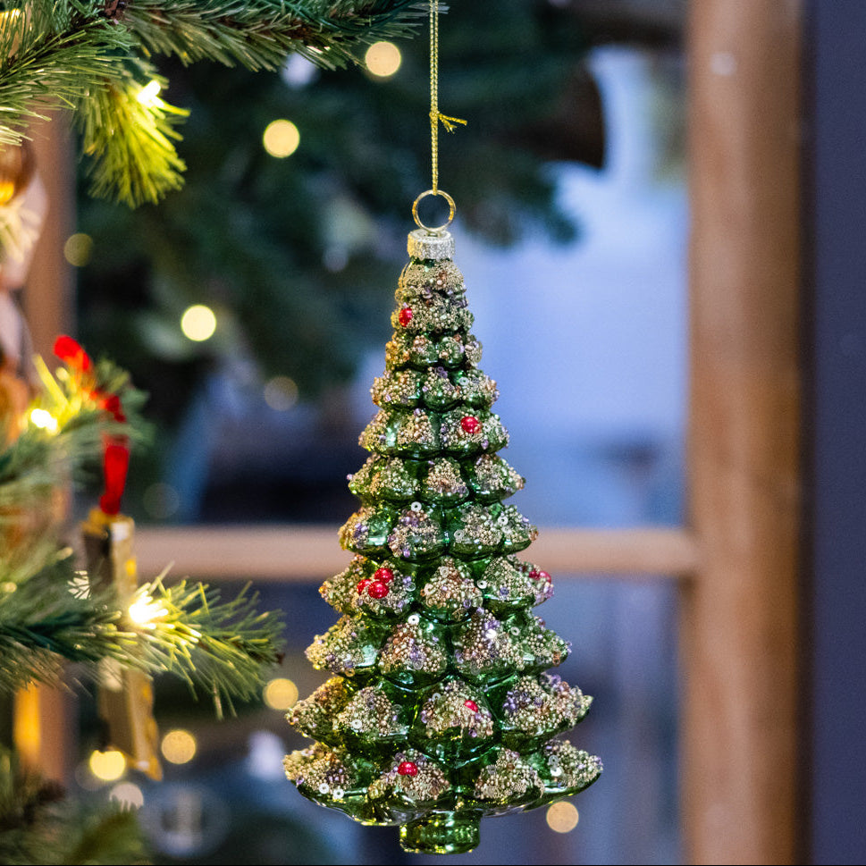 Glittery Green Tree Ornament