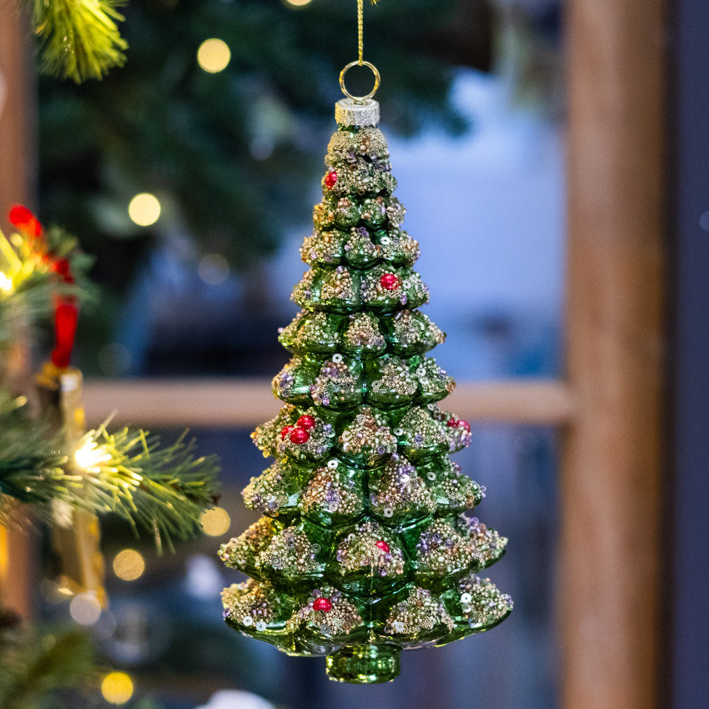 Glittery Green Tree Ornament