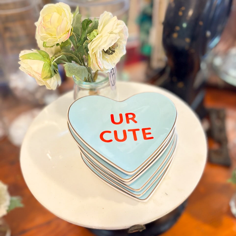 "UR CUTE" Conversation Candy Heart Trinket Dish