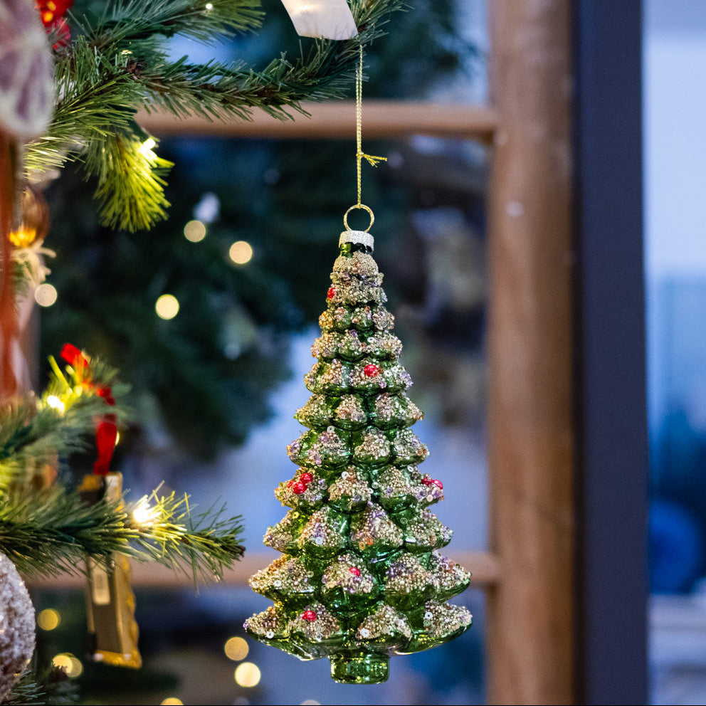 Glittery Green Tree Ornament
