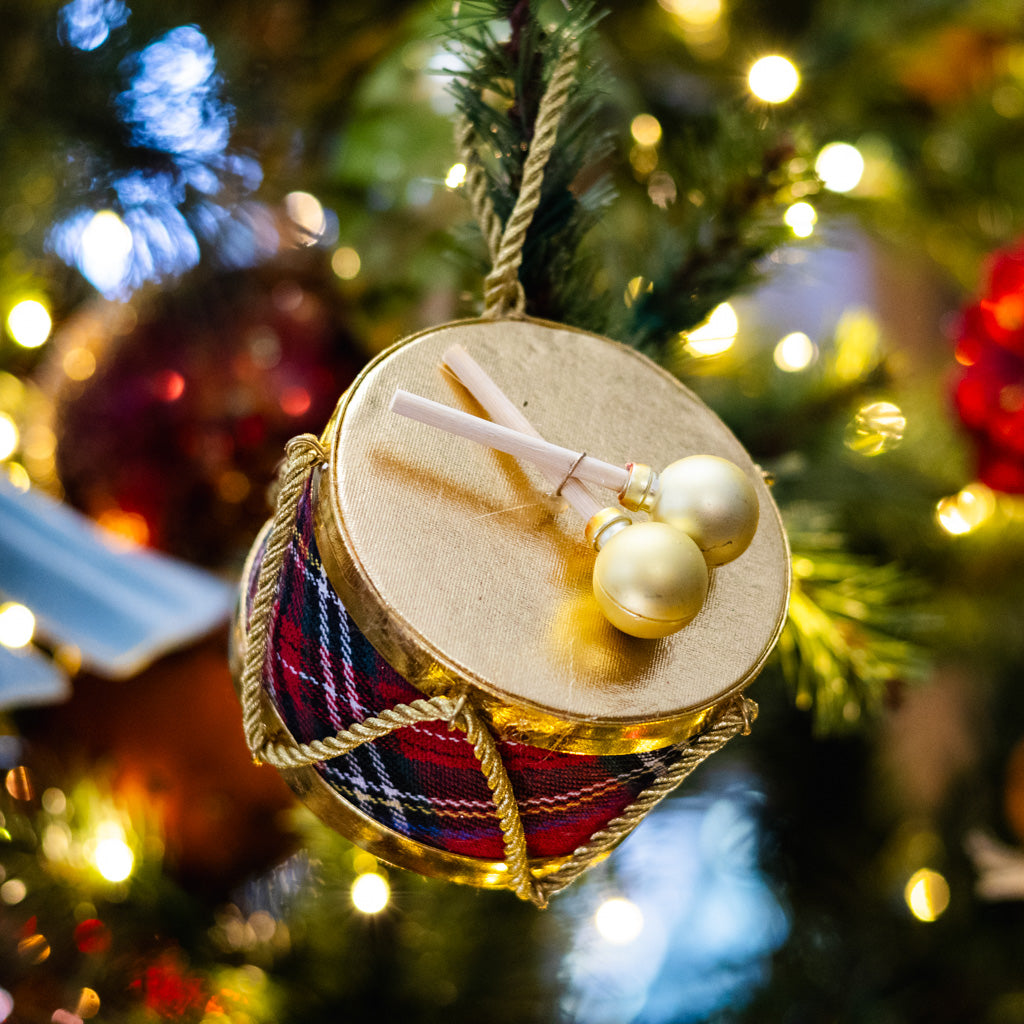 Red Plaid Velvet Drum Ornament