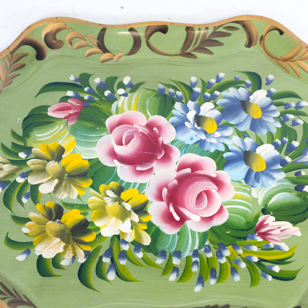 Antique Toleware Tray Hand Painted