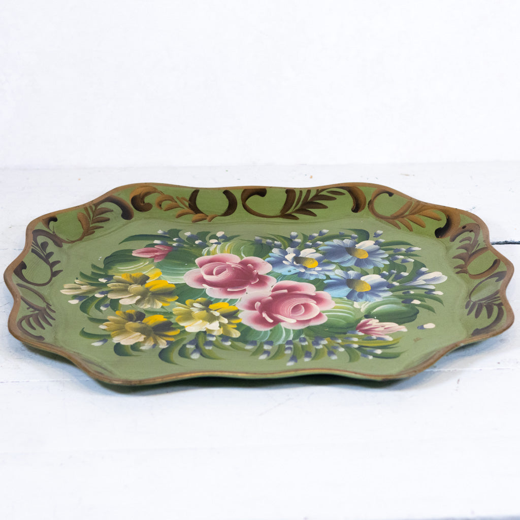 Antique Toleware Tray Hand Painted