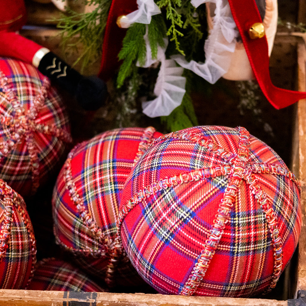 Plaid Ball Ornament Large
