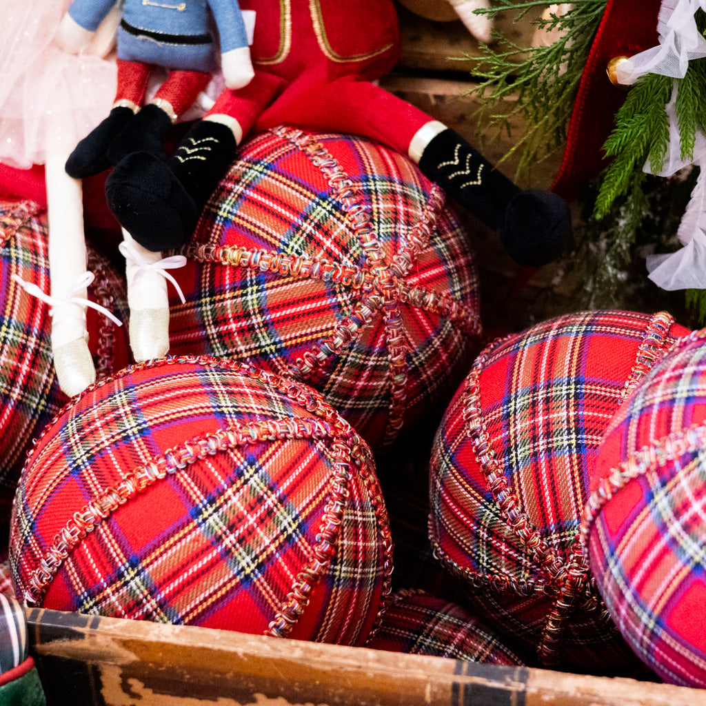 Plaid Ball Ornament Large