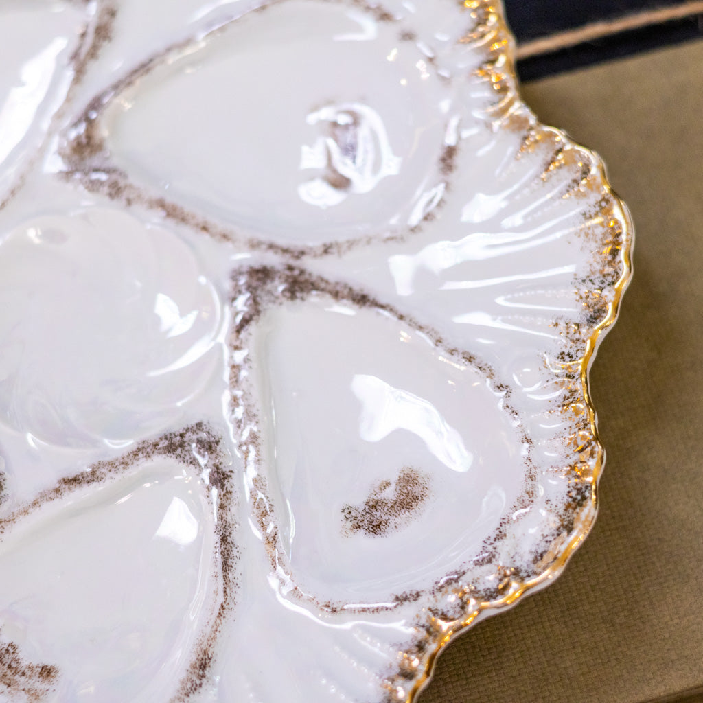 Antique Porcelain Five Well Oyster Plate