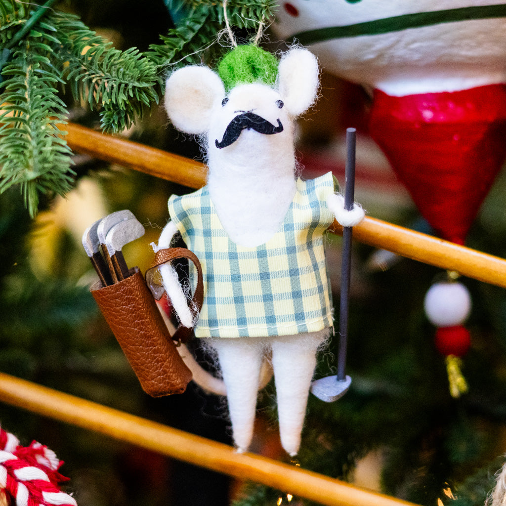 Felt Golfer Mouse Ornament