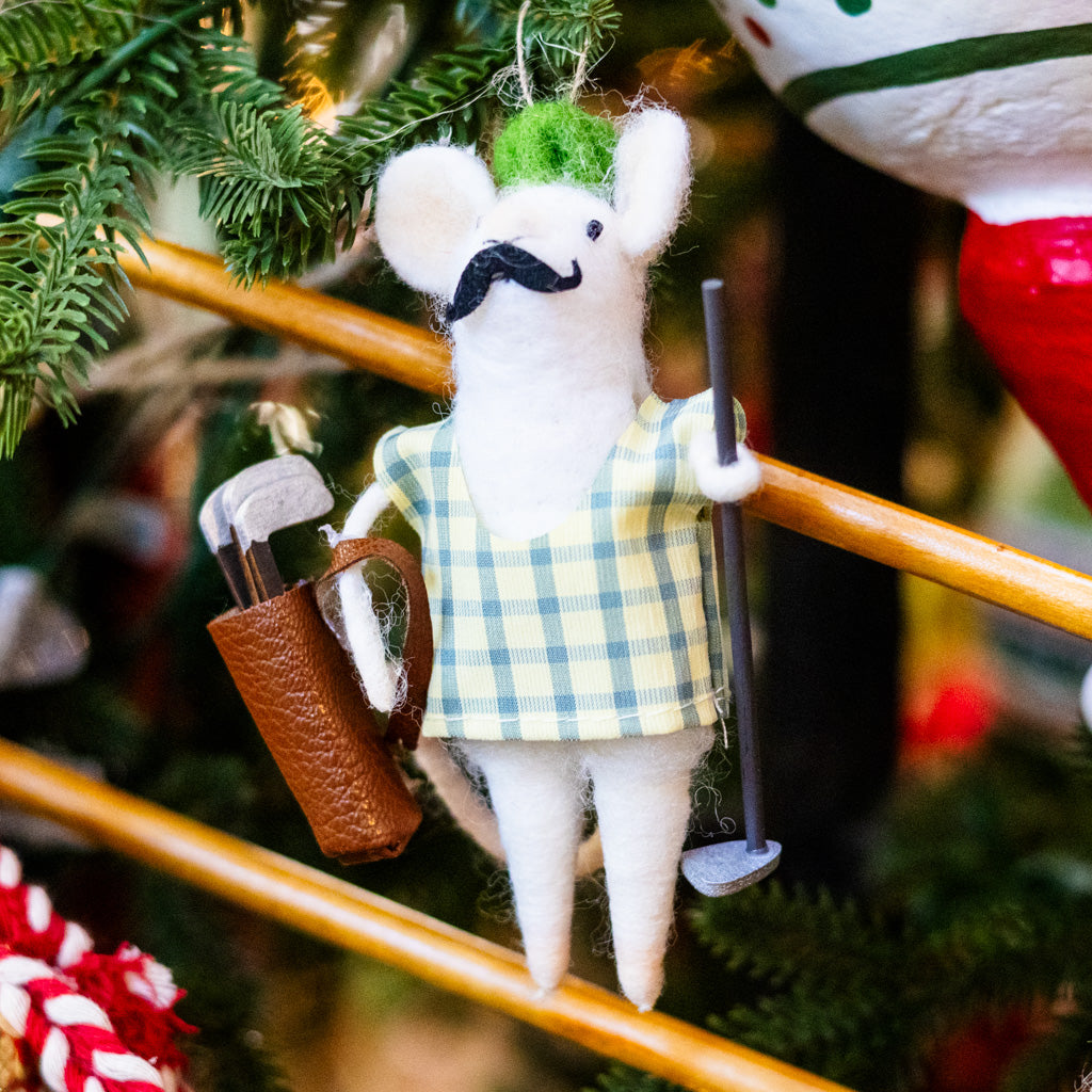 Felt Golfer Mouse Ornament