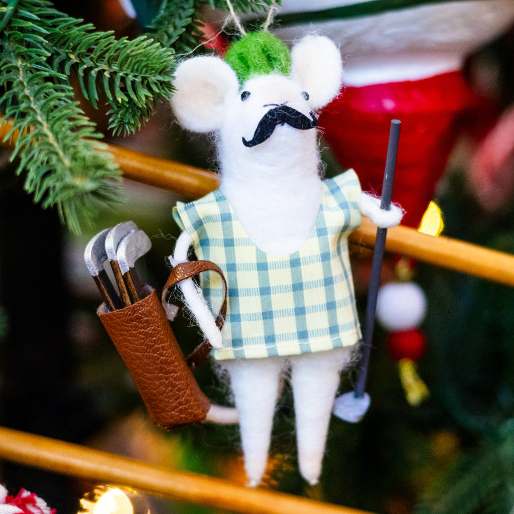Felt Golfer Mouse Ornament