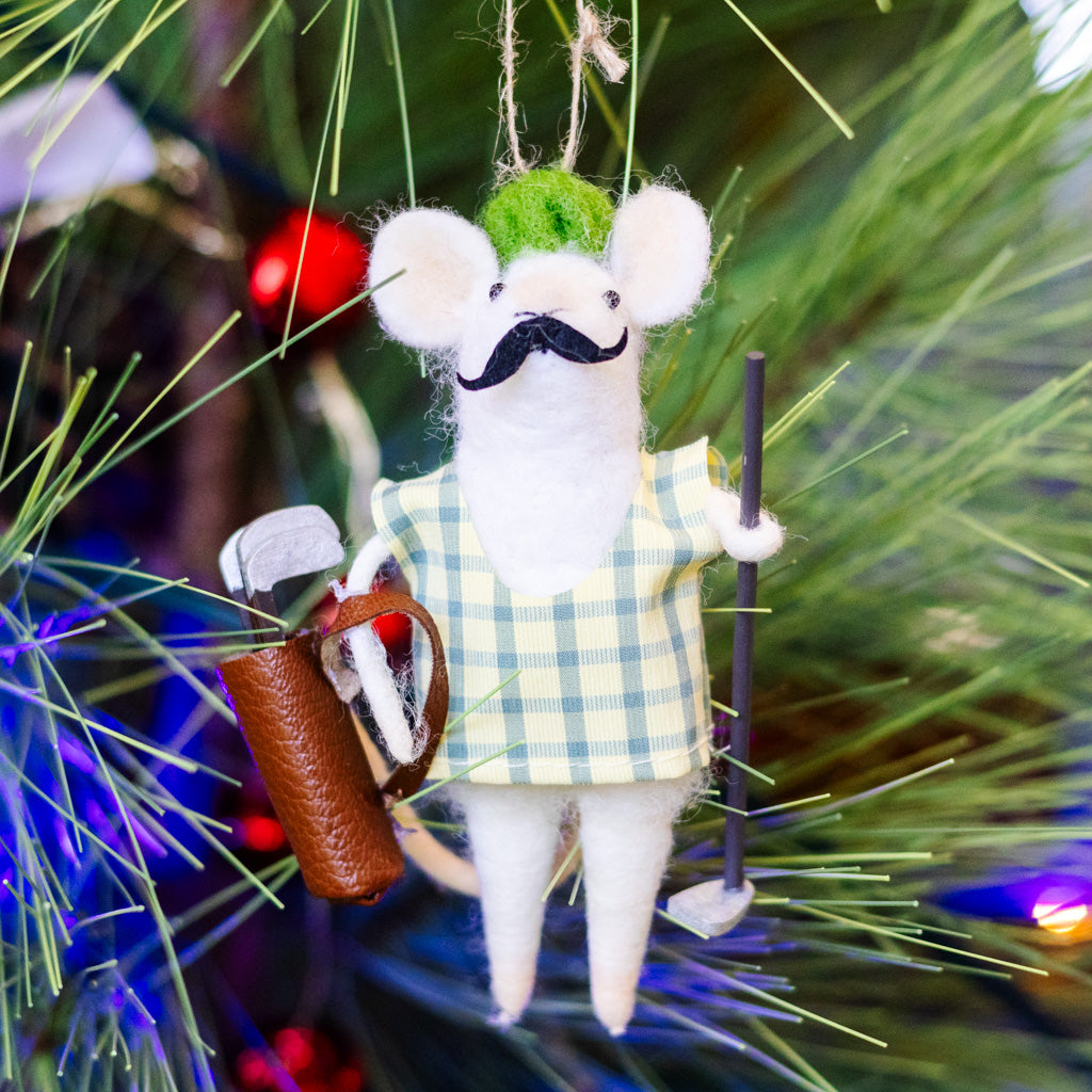 Felt Golfer Mouse Ornament