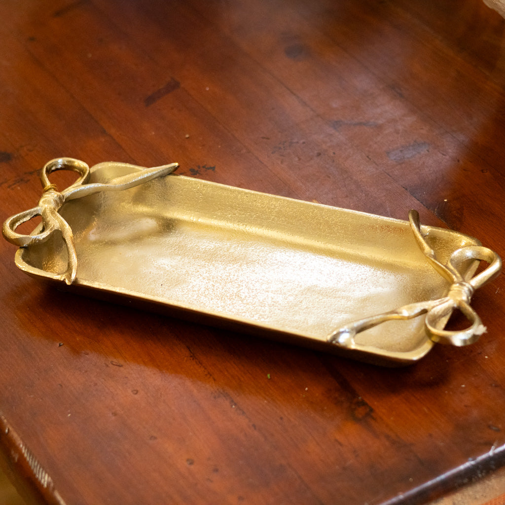 Gold Tray with Ribbon Handles