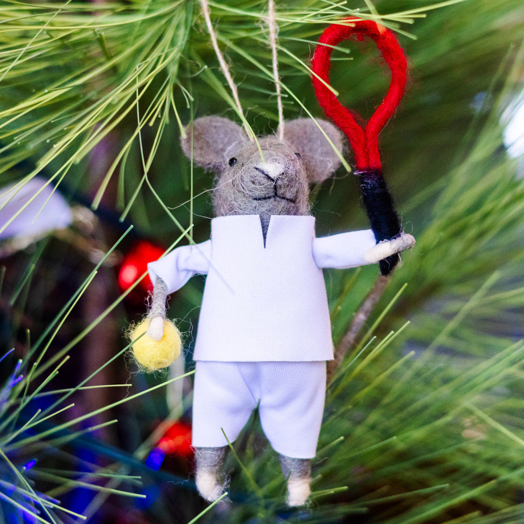 Felt Tennis Guy Mouse Ornament