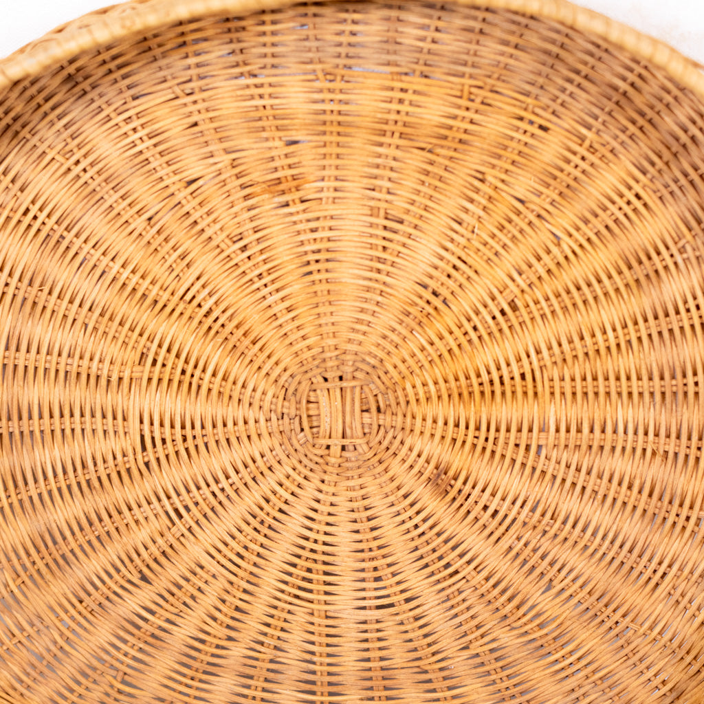 Vintage Round Woven Wicker Basket Tray