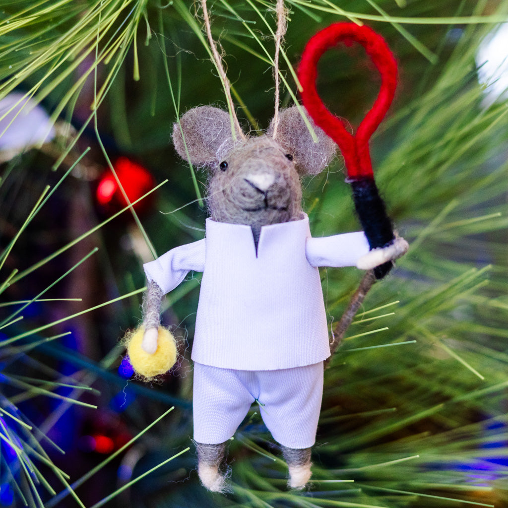 Felt Tennis Guy Mouse Ornament