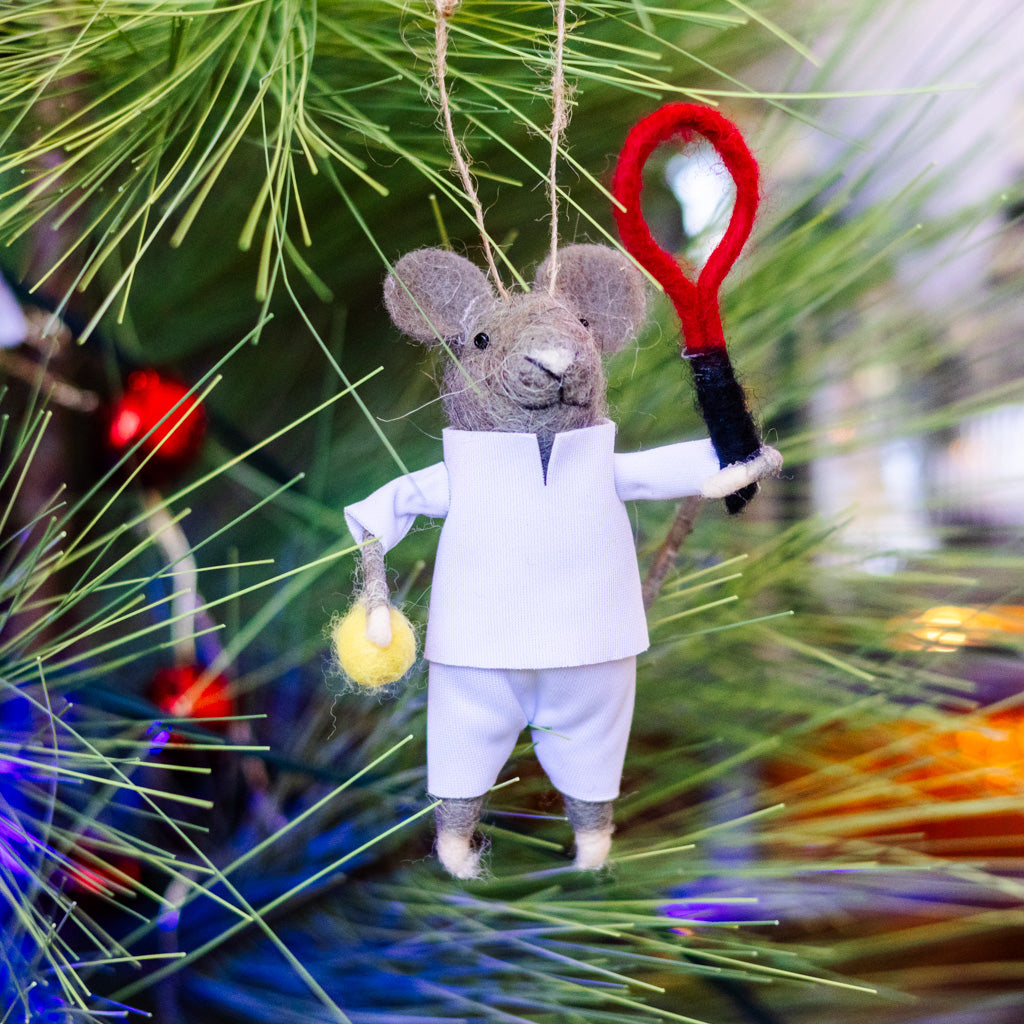 Felt Tennis Guy Mouse Ornament