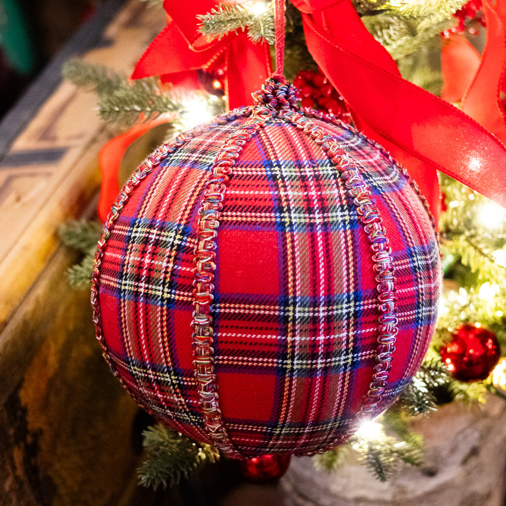 Plaid Ball Ornament Large