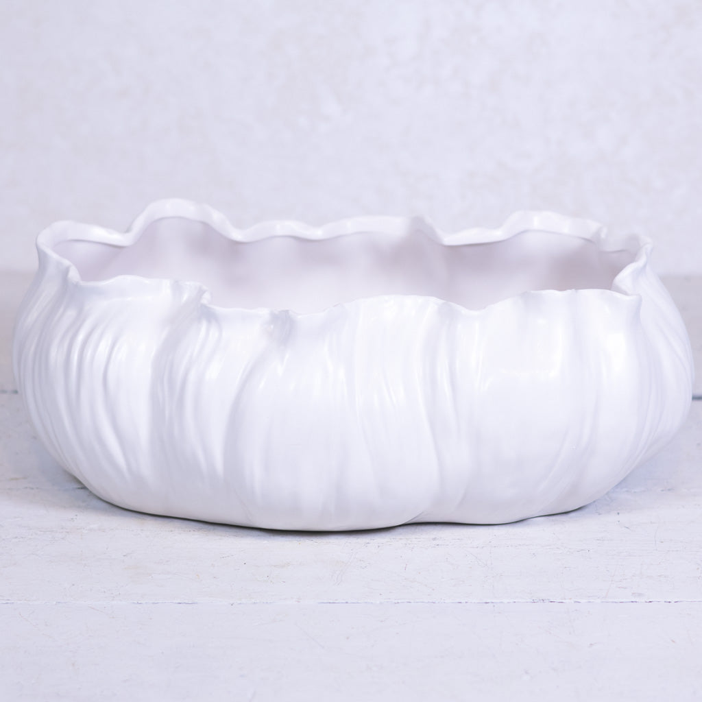Flowing White Ceramic Planter