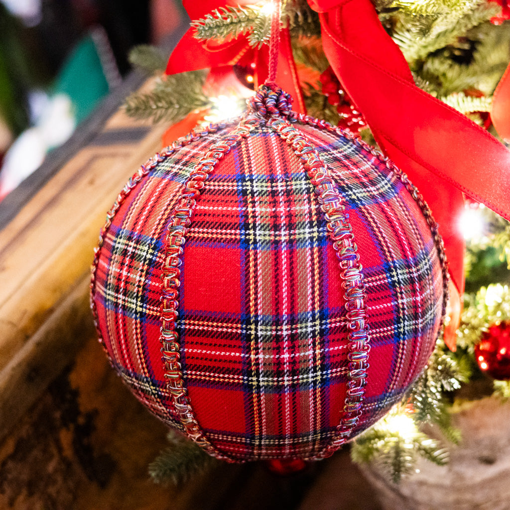 Plaid Ball Ornament Large