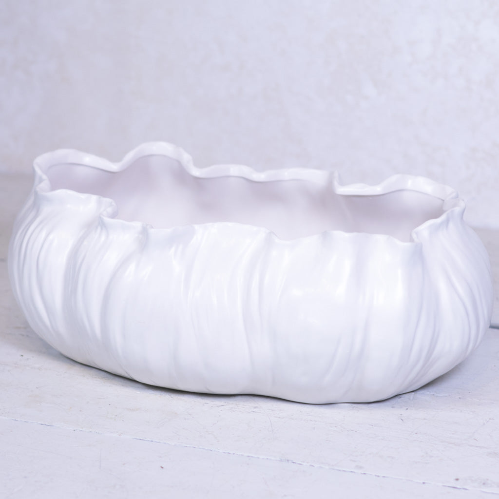Flowing White Ceramic Planter