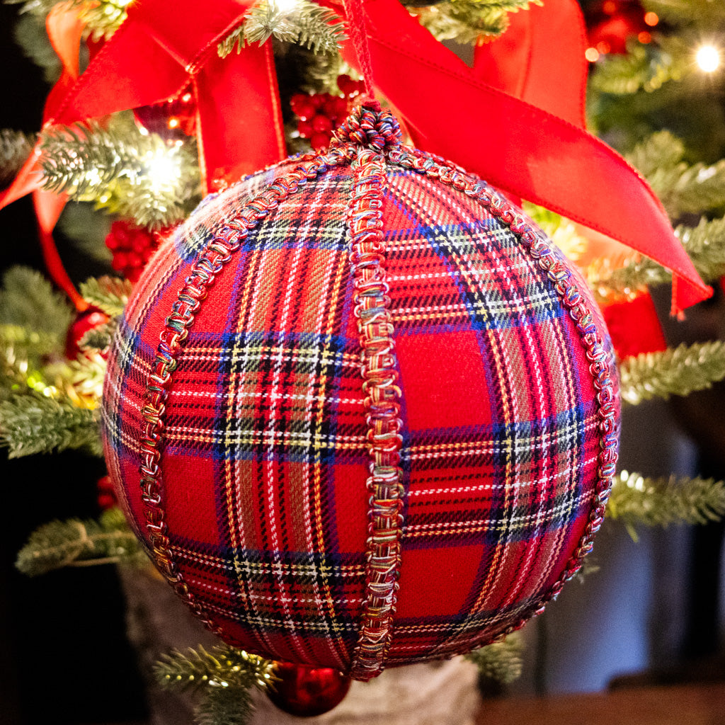 Plaid Ball Ornament Large