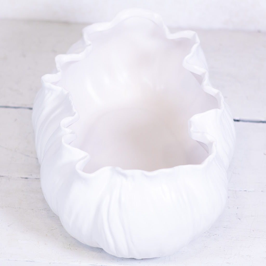 Flowing White Ceramic Planter