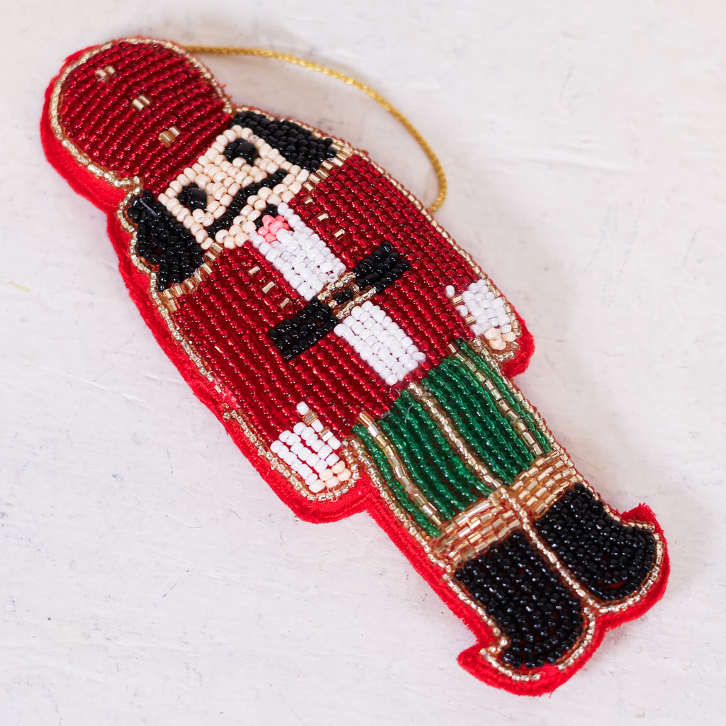 Beaded Nutcracker Ornament Red Hat