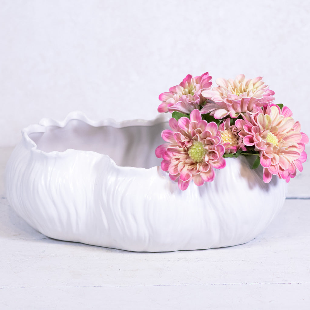 Flowing White Ceramic Planter