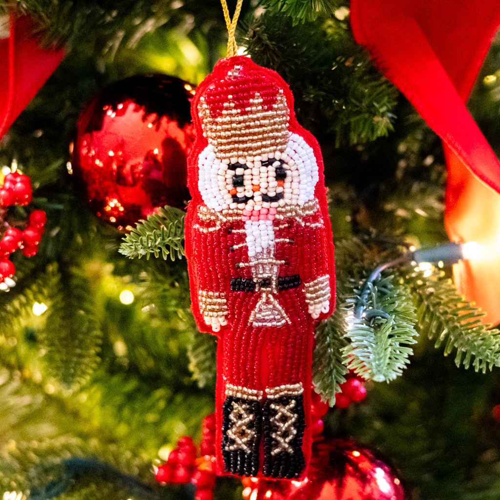 Beaded Nutcracker Ornament Gold Crown