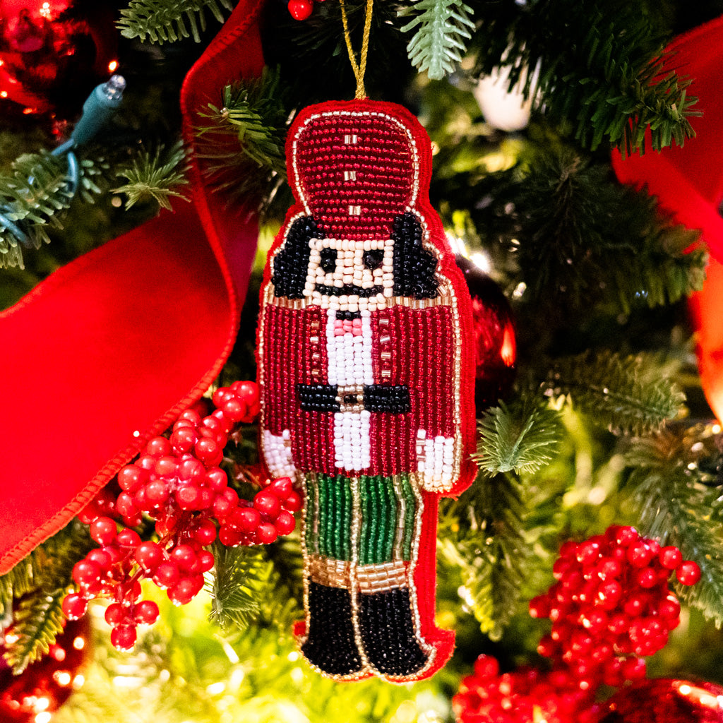 Beaded Nutcracker Ornament Red Hat