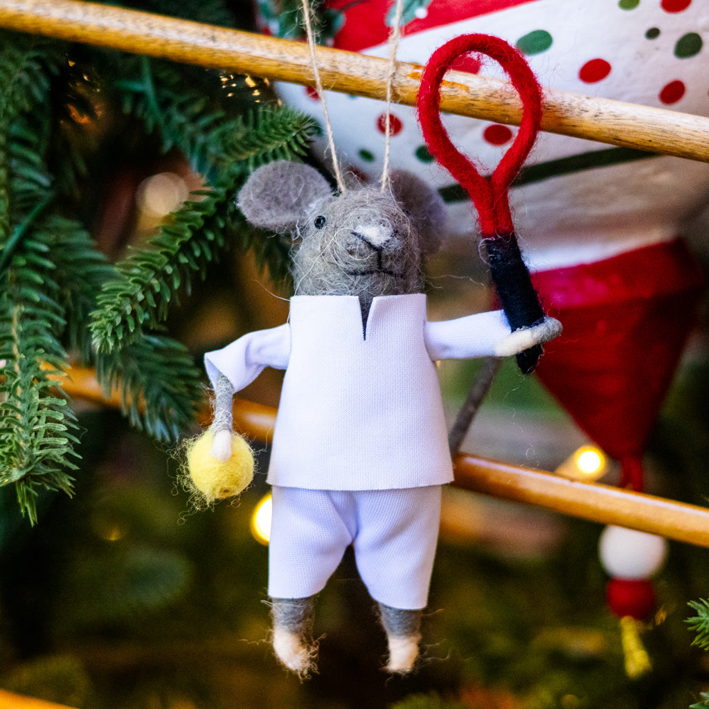 Felt Tennis Guy Mouse Ornament