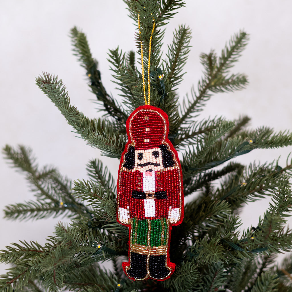 Beaded Nutcracker Ornament Red Hat